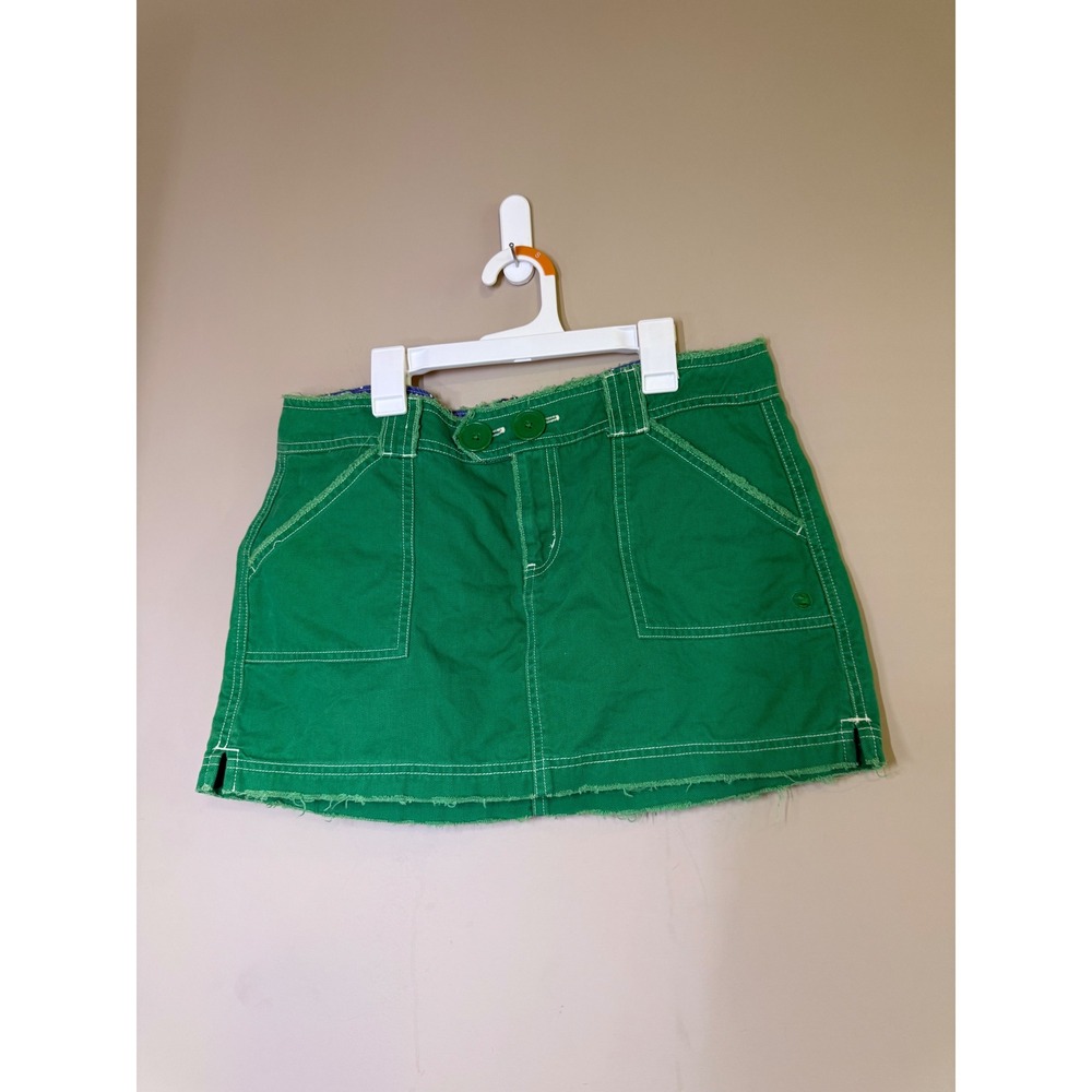 Duck Head Jeans Co Womens Green Cotton Twill Frayed Hem Mini Skirt Size 9